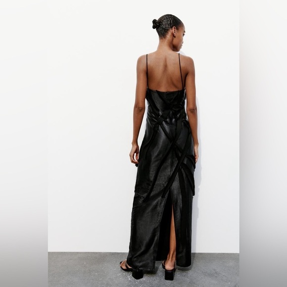 New Zara Leaf satin effect dress. Luxury blogger’s fav. XS 🔥✨✨✨ - Picture 6 of 9